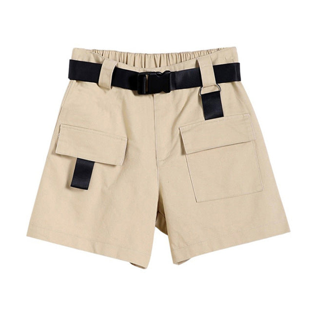 Plus Size Women Summer Shorts With Belt 2019 Fashion Casual Streetwear Cargo Shorts Feminino Army Green Short Femme short mujer