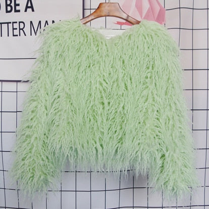 ZADORIN Colorful Boho Furry Faux Fur Coat Plus Size Women Fur Coats Autumn Winter Pink Faux Fur Shaggy Jacket fourrure bontjas