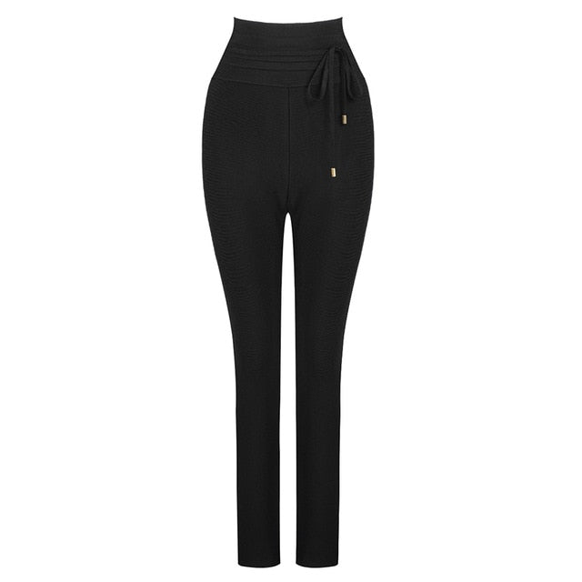 High Quality Black Grey Pink Rayon Bandage Pant Sexy Fashion Celebrity Pant