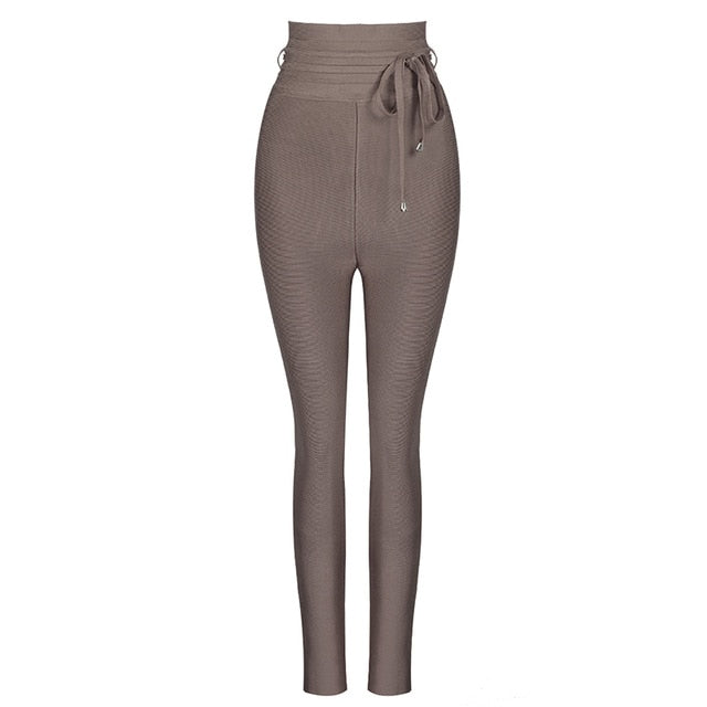High Quality Black Grey Pink Rayon Bandage Pant Sexy Fashion Celebrity Pant