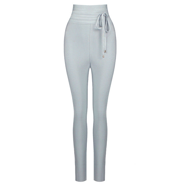 High Quality Black Grey Pink Rayon Bandage Pant Sexy Fashion Celebrity Pant