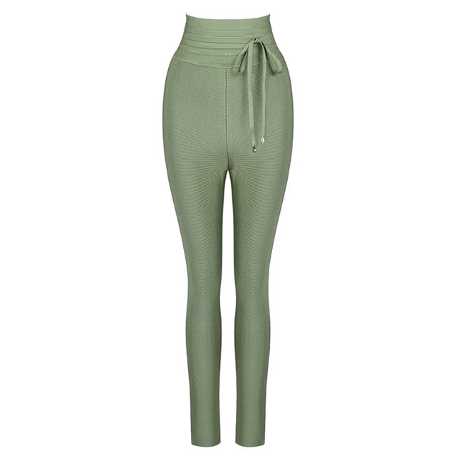High Quality Black Grey Pink Rayon Bandage Pant Sexy Fashion Celebrity Pant