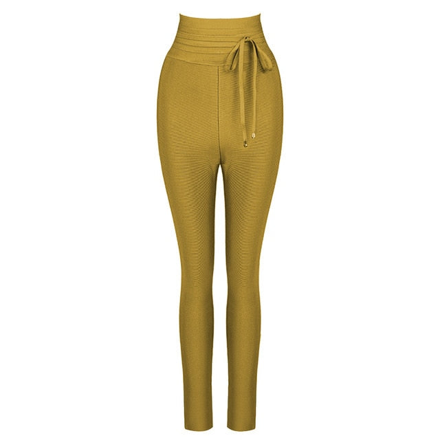 High Quality Black Grey Pink Rayon Bandage Pant Sexy Fashion Celebrity Pant