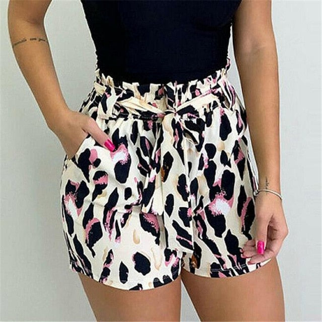 Women Leopard Printed Shorts New Sexy Sashes Summer Short Panties Sports Running Gym Short Pants Ladies' Fashion Pants Hot Sale