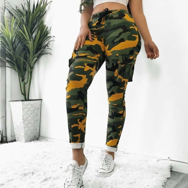 Women Camouflage Long Pants Camo Cargo Trousers Casual Summer Pants Military Army Combat Sports Fashion Clothes