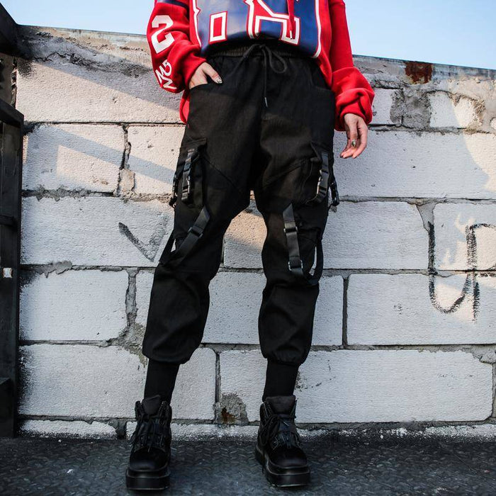 Black High Waist Cargo Pants Women Casual Punk Funny Pants Loose Streetwear Pencil Harajuku Pants Fashion Hip Hop Women Trousers