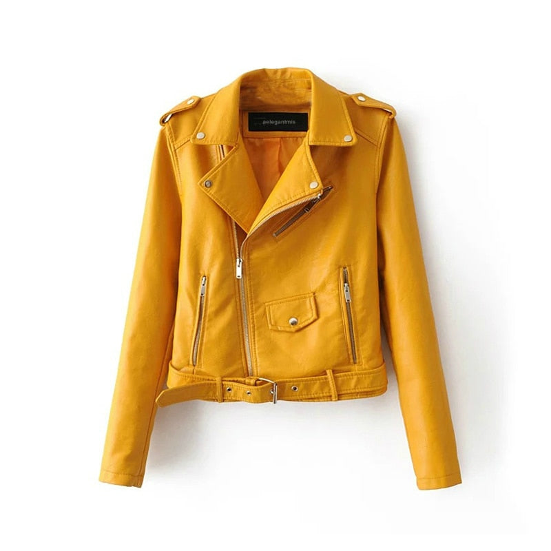 Autumn Short Faux Leather Jacket Women 2019 Basic Jacket Fashion Zipper Soft Motorcycle PU Leather Jacket Ladies Street Coat