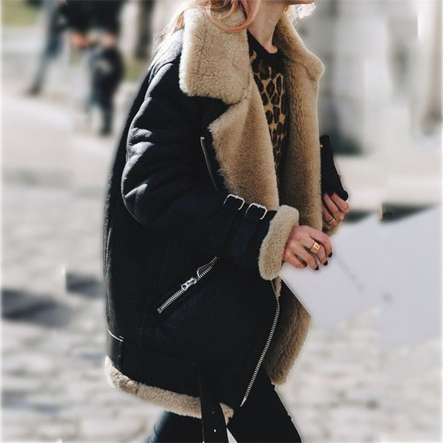 Winter Jacket Women Faux Fur Slim Cotton Warm Thick Coat Female Suede Short Woman Parka Outerwear Velvet Down Jacket Plus Size