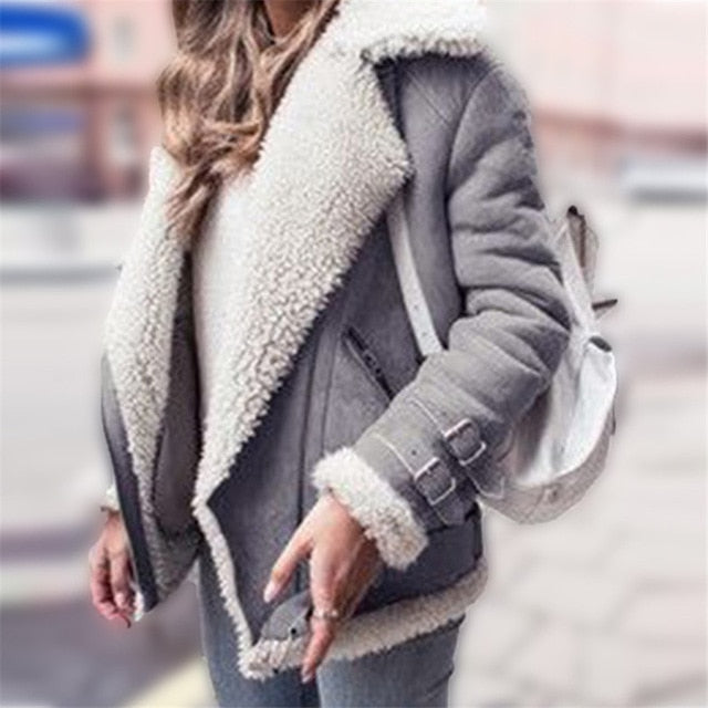 Winter Jacket Women Faux Fur Slim Cotton Warm Thick Coat Female Suede Short Woman Parka Outerwear Velvet Down Jacket Plus Size