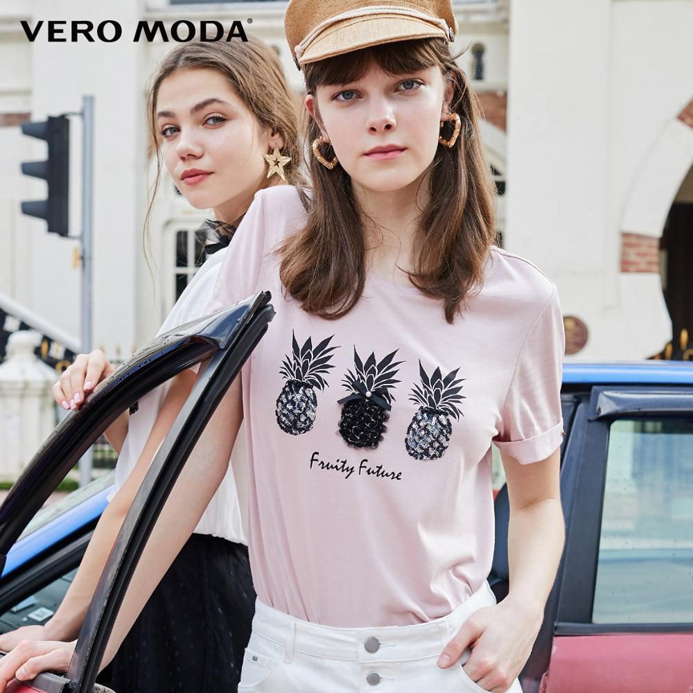 Vero Moda New Women's 100% Cotton Fruit Pattern 3D Print T-shirt | 319201555