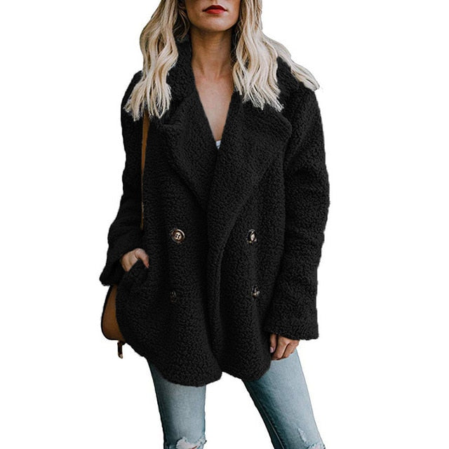 Vintage fluffy faux fur coat women Short furry fake fur winter outerwear pink grey coat autumn casual party overcoat