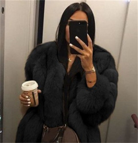 Vintage fluffy faux fur coat women Short furry fake fur winter outerwear pink grey coat autumn casual party overcoat