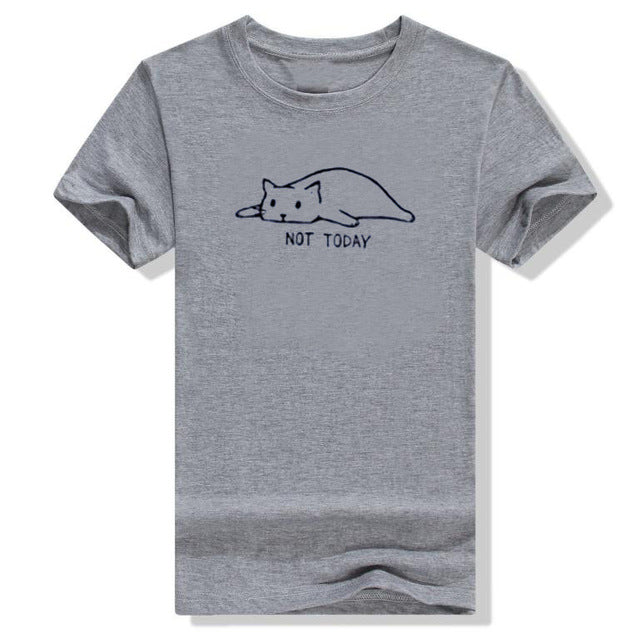 Women New Arrivals T-shirt Woman Tee Tops Casual Female Tshirt Plus Size XS-XXXXL Harajuku NOT TODAY Cute Cat Print T Shirt