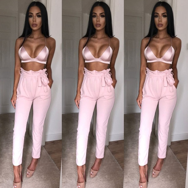 2020 Fashion Women Pants Spring Autumn Pencil Trousers Solid Ladies Drawstring High Waist Pants Streetwear Office Lady Trousers