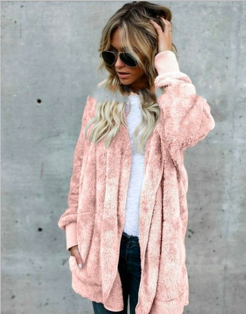 KAYOULAI S-5XL Big Size Winter Coat Women Fur Cardigan Jacket Long Sides Both Side Wearing Faur Fur Coat Teddy Coat