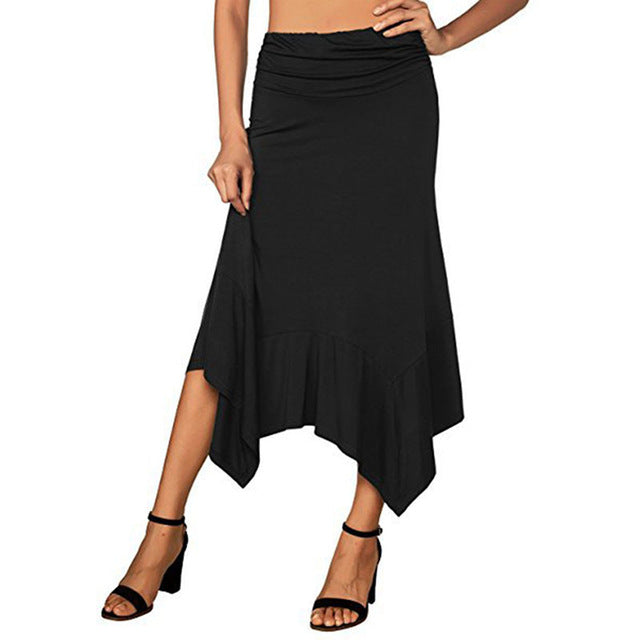 Solid 2020 Women Irregular Skirt Solid Work Wear Package Hip Asymmetrical Long Skirt Autumn Winter Bodycon Femininas