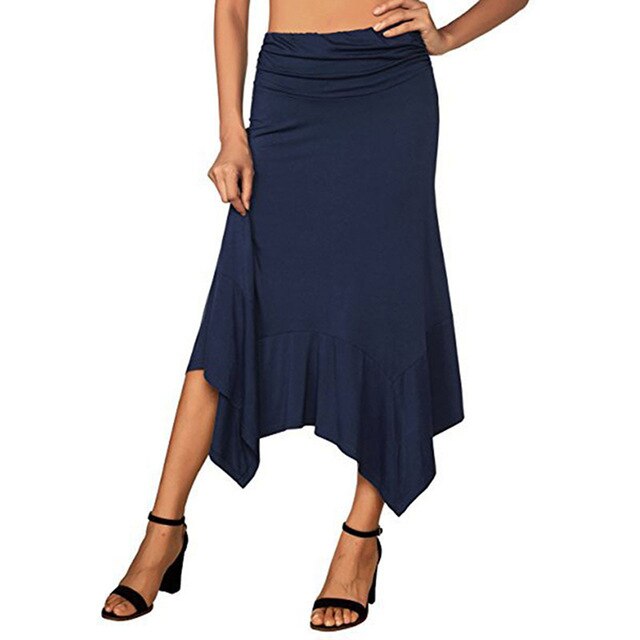 Solid 2020 Women Irregular Skirt Solid Work Wear Package Hip Asymmetrical Long Skirt Autumn Winter Bodycon Femininas