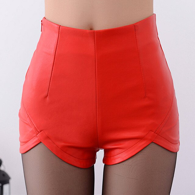 SunnyYeah Sexy Black Red PU Leather Shorts Women 2018 New Fashion Slim High Waist Short Female Casual Femme Short feminino mujer