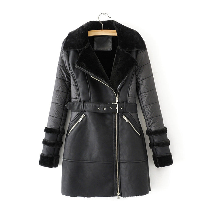 2020 winter elegant women black long coats for fashion ladies faux fur jackets with belts female warm outfits girls chic clothes
