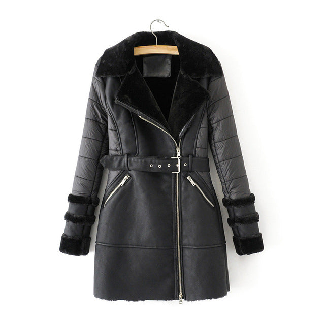 2020 winter elegant women black long coats for fashion ladies faux fur jackets with belts female warm outfits girls chic clothes