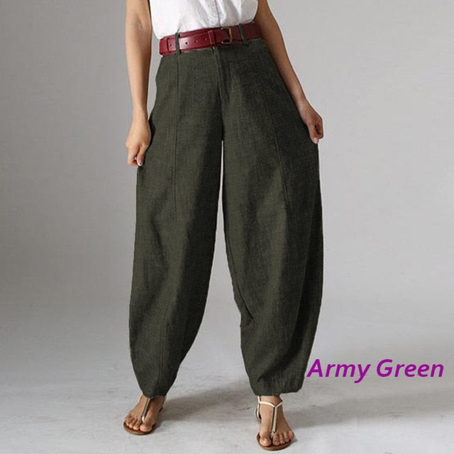 Casual Baggy Harem Pants Women's Autumn Trousers ZANZEA 2019 Vintage Front Zipper Pantalon Plus Size Cropped Pant Woman Palazzo