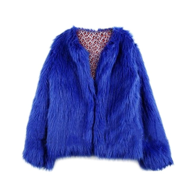 Faux Fur Coat for Women Autumn Winter Casual Concise Solid Color Female Long Fur Short Jacket Thick Coat New