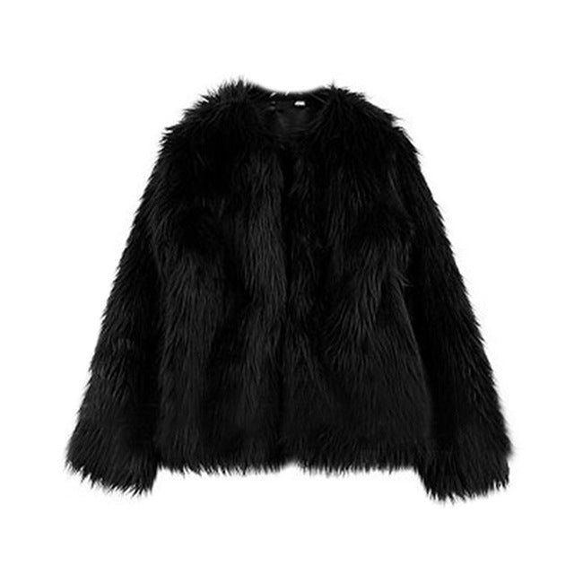 Faux Fur Coat for Women Autumn Winter Casual Concise Solid Color Female Long Fur Short Jacket Thick Coat New