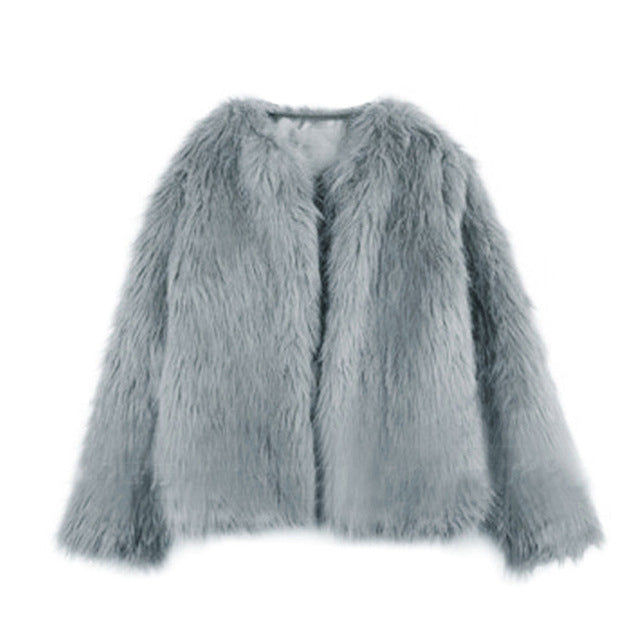 Faux Fur Coat for Women Autumn Winter Casual Concise Solid Color Female Long Fur Short Jacket Thick Coat New