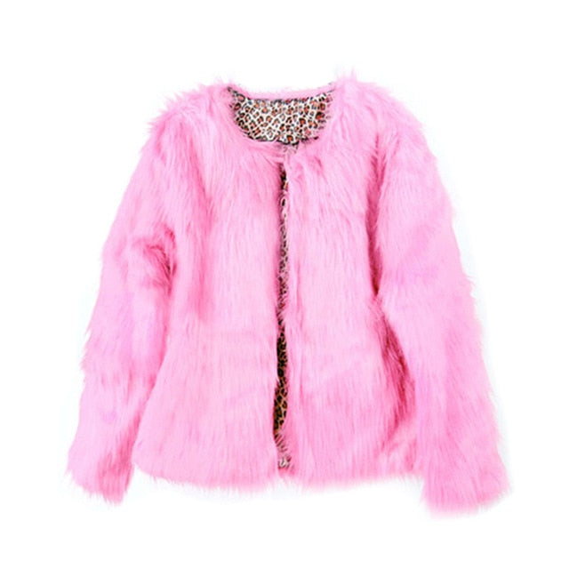 Faux Fur Coat for Women Autumn Winter Casual Concise Solid Color Female Long Fur Short Jacket Thick Coat New