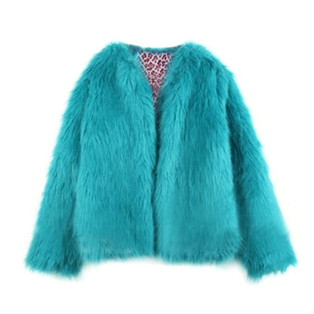 Faux Fur Coat for Women Autumn Winter Casual Concise Solid Color Female Long Fur Short Jacket Thick Coat New
