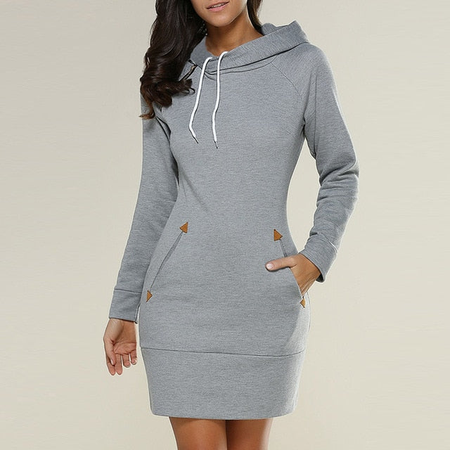 The Factory Supplies Solid Zippers Dress Cotton Above Knee Regular Empire 2020 Long Sleeve Fashion Female Clothing Harajuku