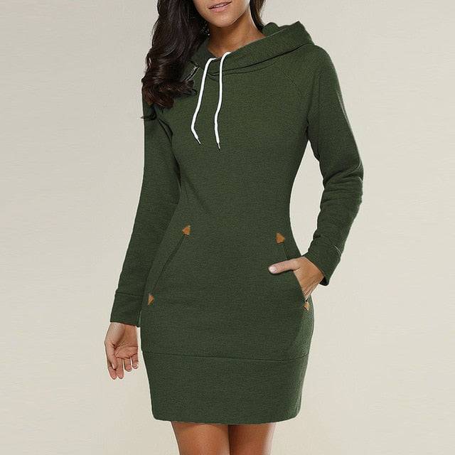 The Factory Supplies Solid Zippers Dress Cotton Above Knee Regular Empire 2020 Long Sleeve Fashion Female Clothing Harajuku