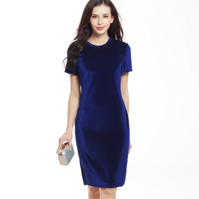 short sleeve Casual Solid Slim Pencil female Women Summer 2020 o neck Dress dresses Waist Elegant Clothing Dresses Party High