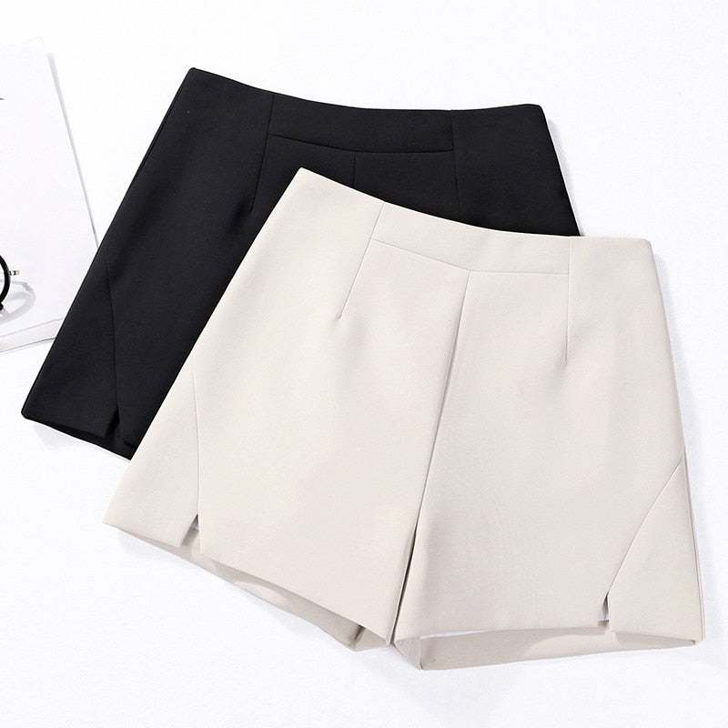 Short Pants Women Summer Elegant Office Lady High Waist Casual Suit Shorts New Arrival FashionTrend Wide Leg Shorts  DS50606