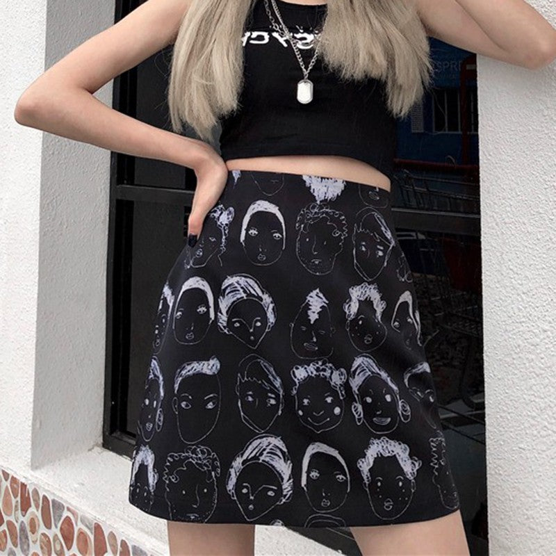 Creative Women Skirts Fashion Characters Printed Women Skirt Sexy High Waist Slim Mini Skirts NEW!
