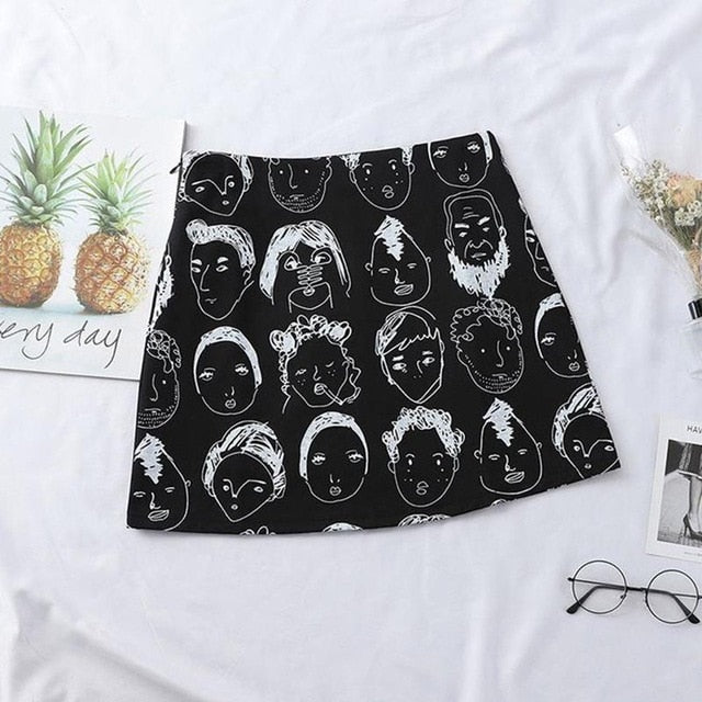 Creative Women Skirts Fashion Characters Printed Women Skirt Sexy High Waist Slim Mini Skirts NEW!