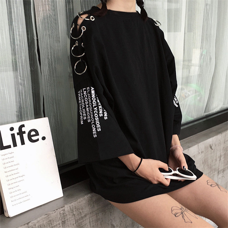 Women'S Spring Summer Korean Chic Retro Fashion Ring Printing Loose T-Shirts Students Female Harajuku Clothes Tshirt For Women