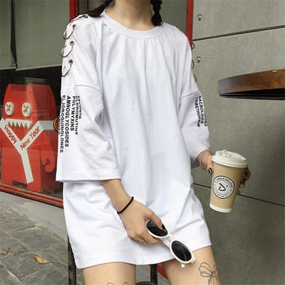 Women'S Spring Summer Korean Chic Retro Fashion Ring Printing Loose T-Shirts Students Female Harajuku Clothes Tshirt For Women