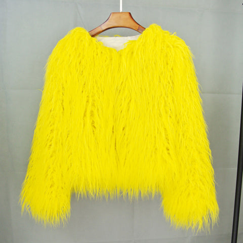 ZADORIN Colorful Boho Furry Faux Fur Coat Plus Size Women Fur Coats Autumn Winter Pink Faux Fur Shaggy Jacket fourrure bontjas