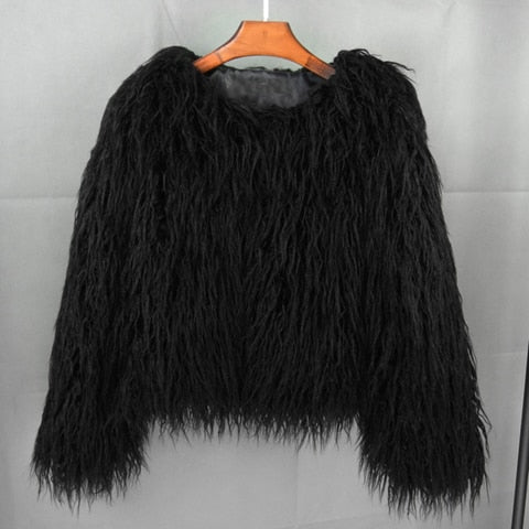 ZADORIN Colorful Boho Furry Faux Fur Coat Plus Size Women Fur Coats Autumn Winter Pink Faux Fur Shaggy Jacket fourrure bontjas