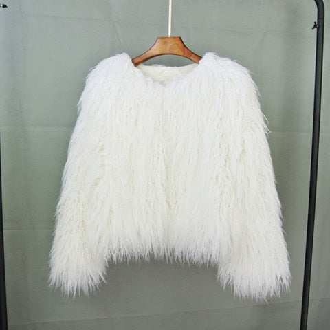 ZADORIN Colorful Boho Furry Faux Fur Coat Plus Size Women Fur Coats Autumn Winter Pink Faux Fur Shaggy Jacket fourrure bontjas