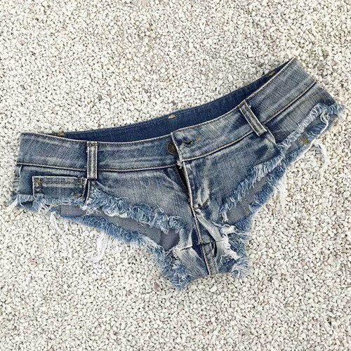 Sexy Fringed Hole Denim Shorts Women Low Rise Waist Jean Shorts Summer Girl Hot Booty Shorts Beachwear Hotpants